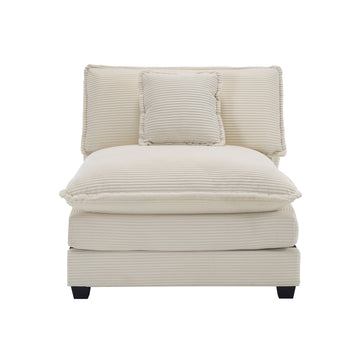 Armless Deep Seat Corduroy Single Sofa, Can Be Used With Combined With Alternative Armrest And Combined With Alrmess 2 Seater Sofasbeige Corduroy Fabric Beige Corduroy 1 Seat