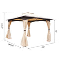 Outsunny 10' X 12' Outdoor Gazebo With Netting And Curtains, Patio Gazebo Canopy With 2 Tier Soft Top Roof And Steel Frame For Lawn, Garden, Backyard And Deck Beige Brown Steel