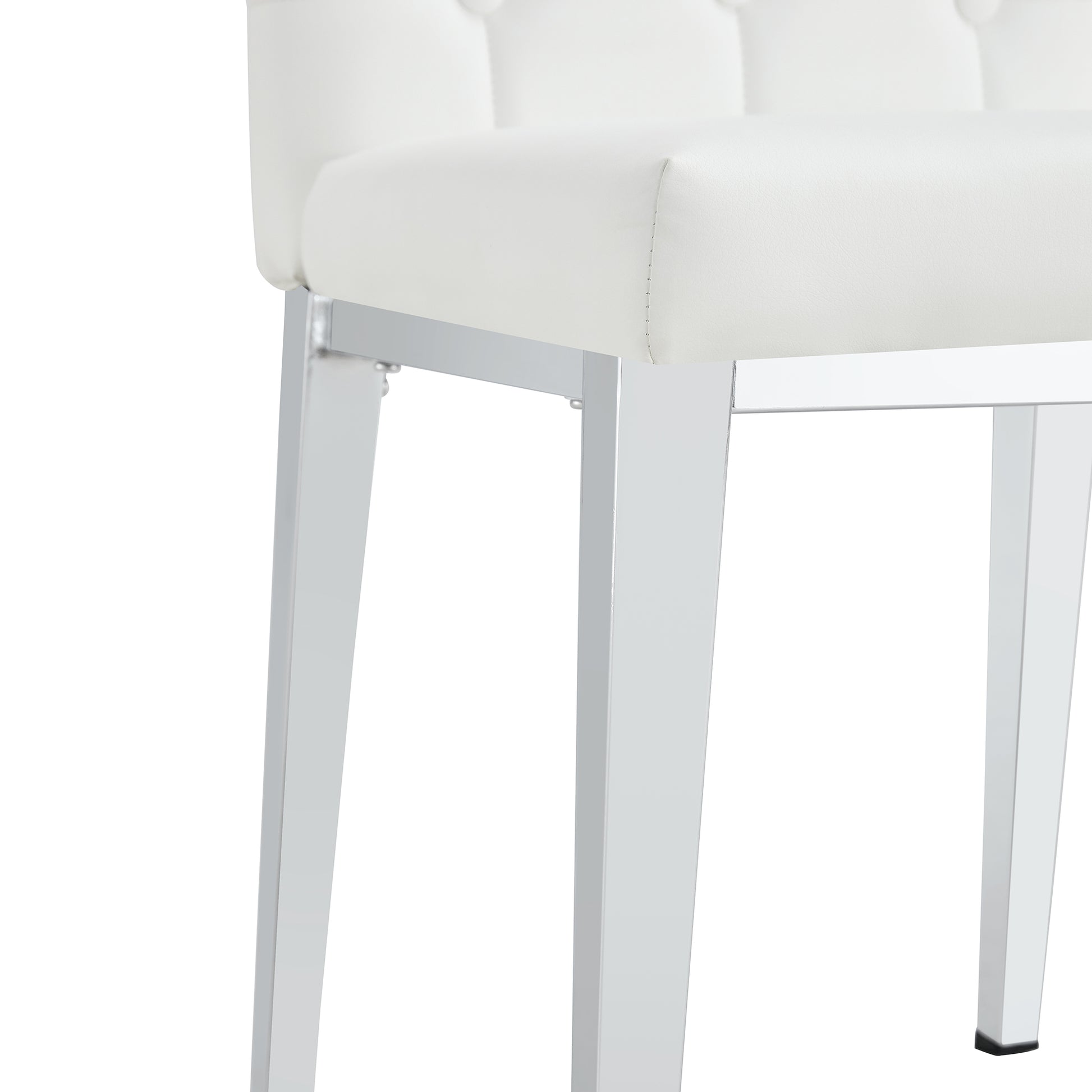 2 Piece Dining Chairs.White Armless Dining Chairs Brings A Touch Of Fresh And Bright Ambiance To The Dining Area, Seamlessly Blending With Modern Minimalist Or Nordic Decor Styles. White Pu