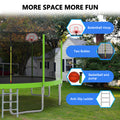 14Ft For Kids Children With Safety Enclosure Net Outdoor Backyards Large Recreational Trampoline Green Metal