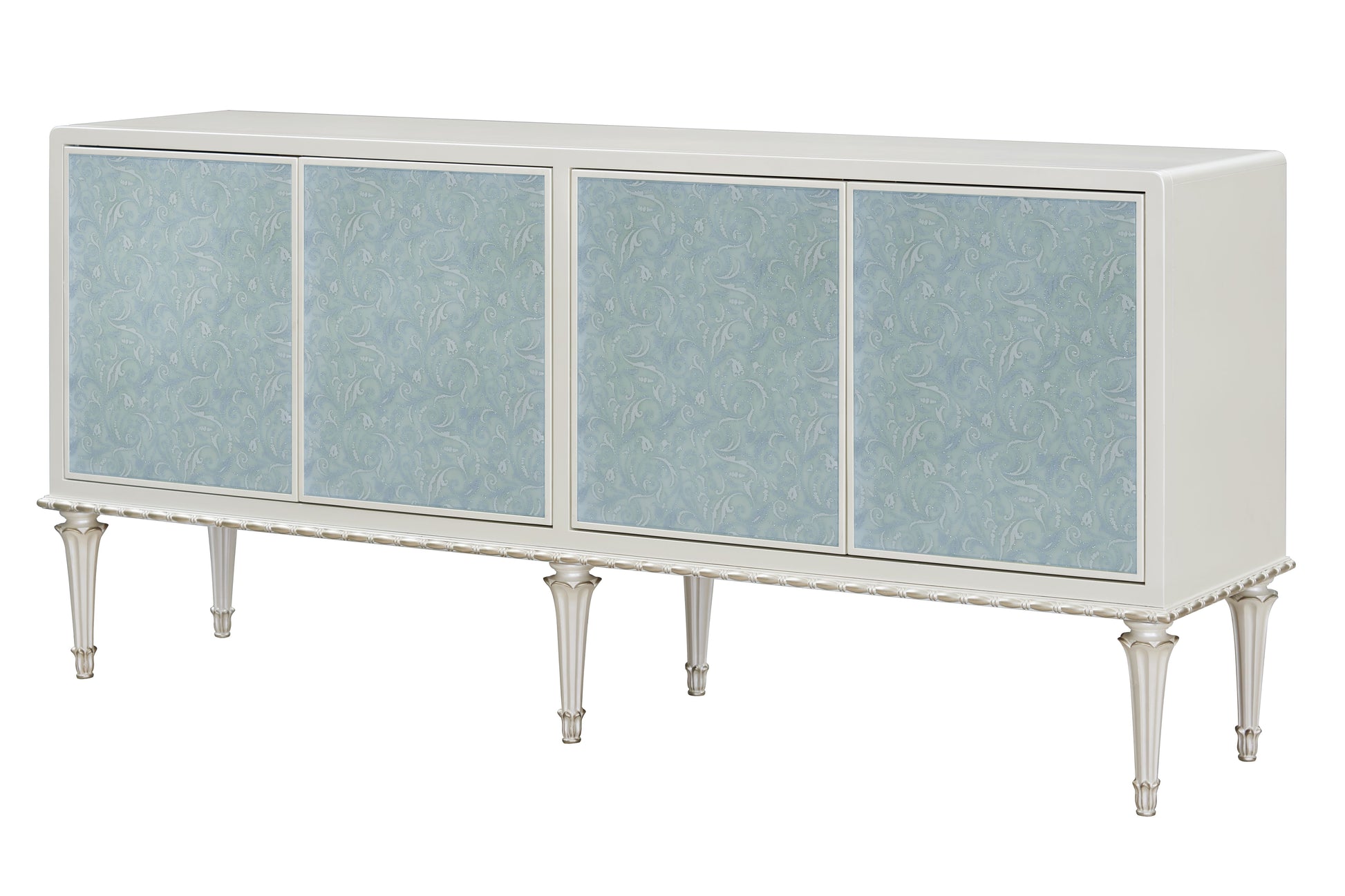 Ansaldo Console Cabinet, Pearl White & Silver Shimmer Finish Ac02506 White Wood