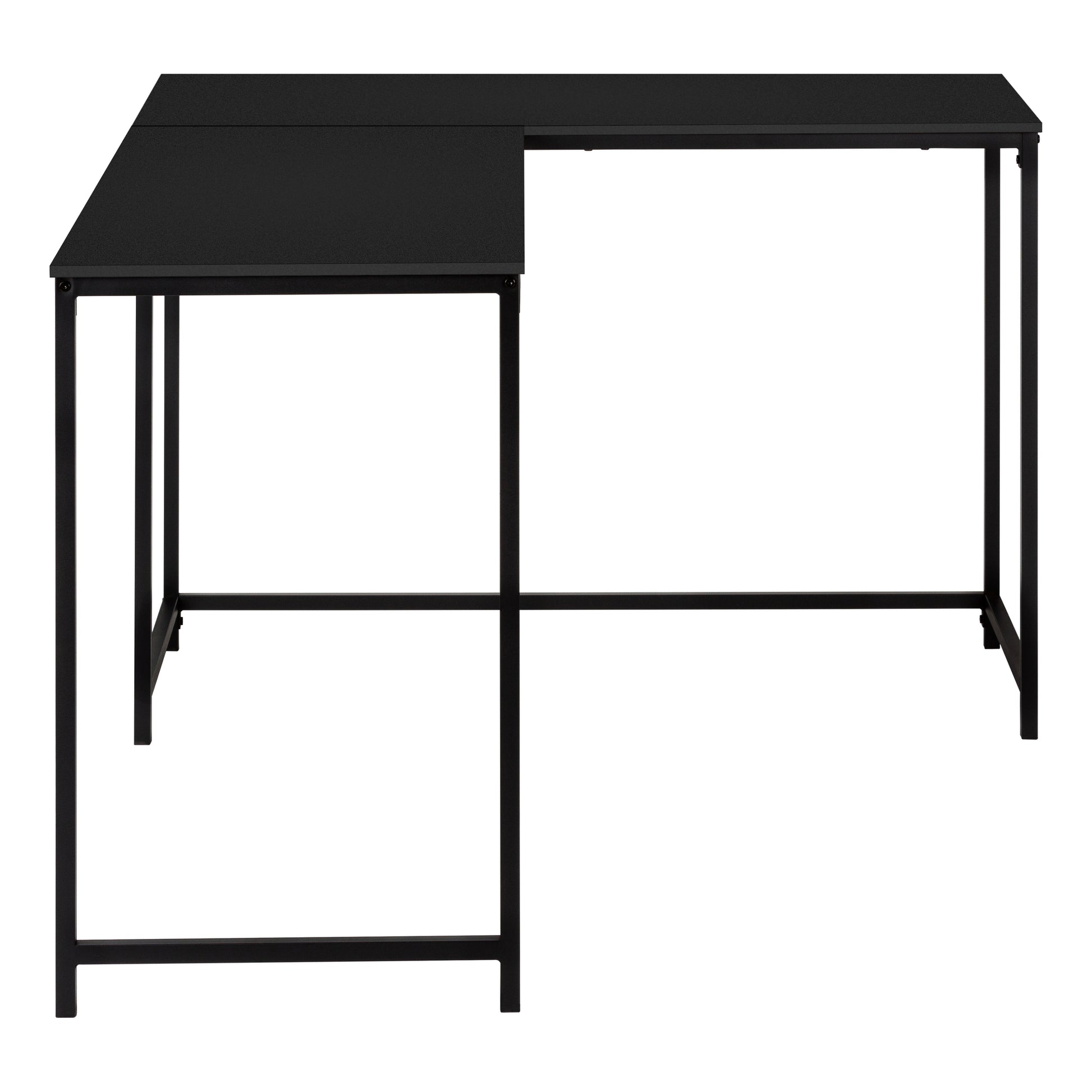 Computer Desk, Home Office, Corner, 58"L, L Shape, Work, Laptop, Black Laminate, Black Metal, Contemporary, Modern Black Particle Board