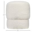 Homcom Modern Round Ottoman, Teddy Fleece Fabric Upholstered Foot Stool With Padded Seat For Living Room, Entryway, White Cream White Polyester