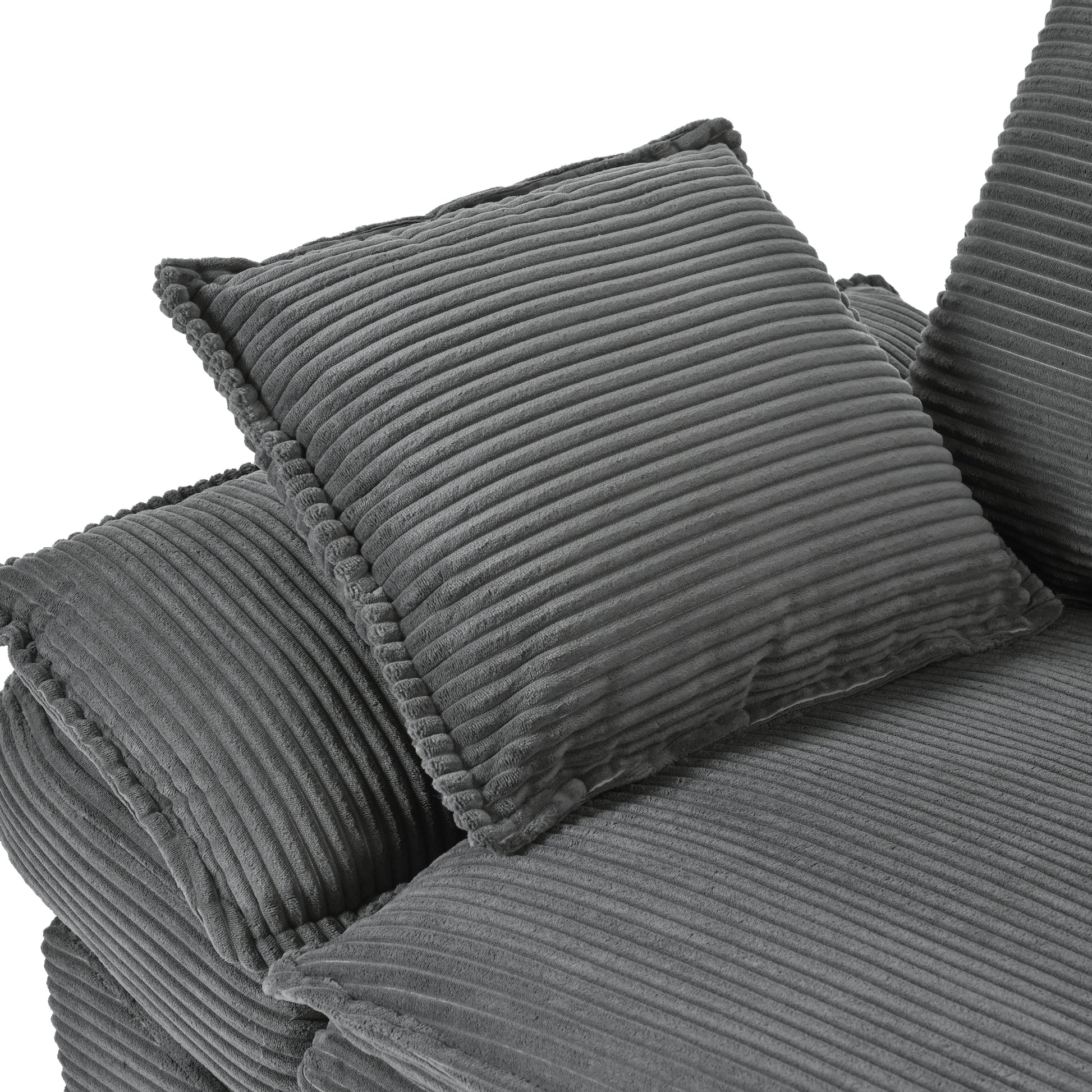 85.4" Modern Curved Sofa, Back Upholstered Couch With 2 Decorative Throw Pillows, Corduroy Fabric Couch For Living Room, Bedroomapartment Gray Corduroy 2 Seat