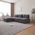 Modern Armless L Shaped Sectional Sofa Couch With Ottoman Modular Design, Durable Construction, Easy Care Upholstery For Living Room, Apartment, Office, Small Space Gray Wood Medium Soft Chenille 4 Seat