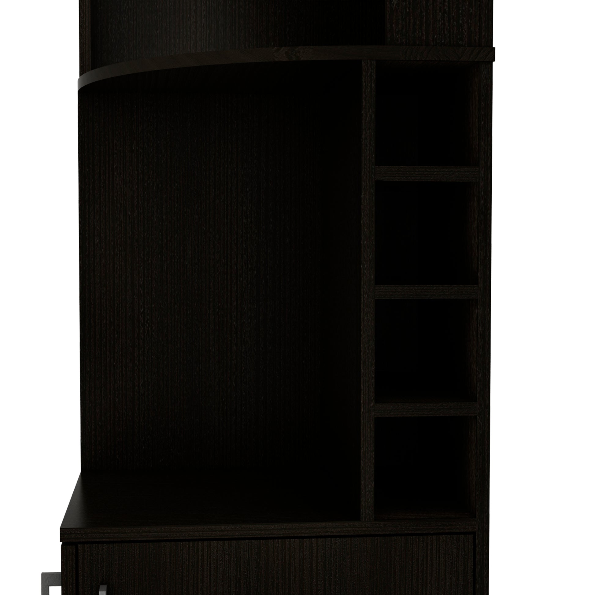 71" H Black Corner Bar Cabinet, With Two Shelves