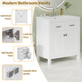 30 Inch Bathroom Vanity With Ceramic Sink, Modern White Single Bathroom Cabinet With 2 Doors And A Shelf, Soft Close Doors White Bathroom Solid Wood Mdf