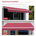 Outsunny 13' X 8' Retractable Awning, Patio Awnings, Sunshade Shelter W Manual Crank Handle, Uv & Water Resistant Fabric And Aluminum Frame For Deck, Balcony, Yard, Wine Red Red Aluminum