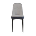 A Set Of 4 Dining Chair, Modern Style Chair Made Of High Quality Pu Leather Fabric With Thick Soft Cushions, Black Metal Leg Kitchen Chair, Dining Room Kitchen Dining Chair White And Blue Metal