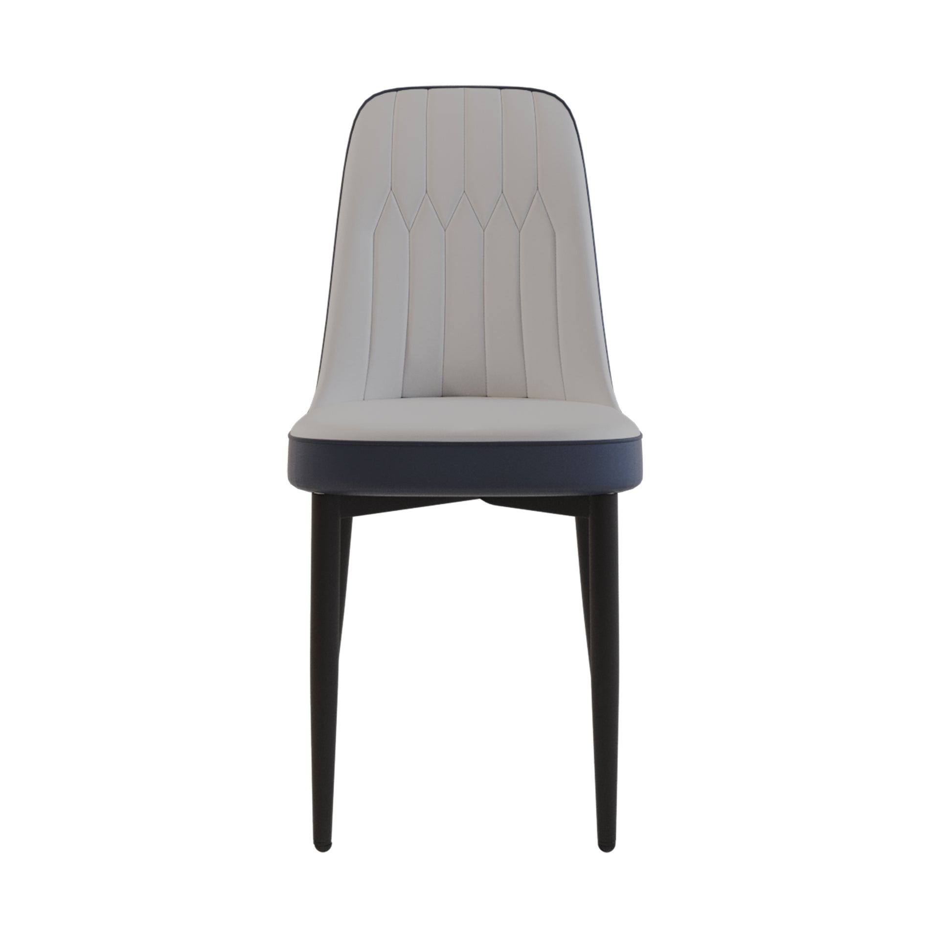 A Set Of 4 Dining Chair, Modern Style Chair Made Of High Quality Pu Leather Fabric With Thick Soft Cushions, Black Metal Leg Kitchen Chair, Dining Room Kitchen Dining Chair White And Blue Metal