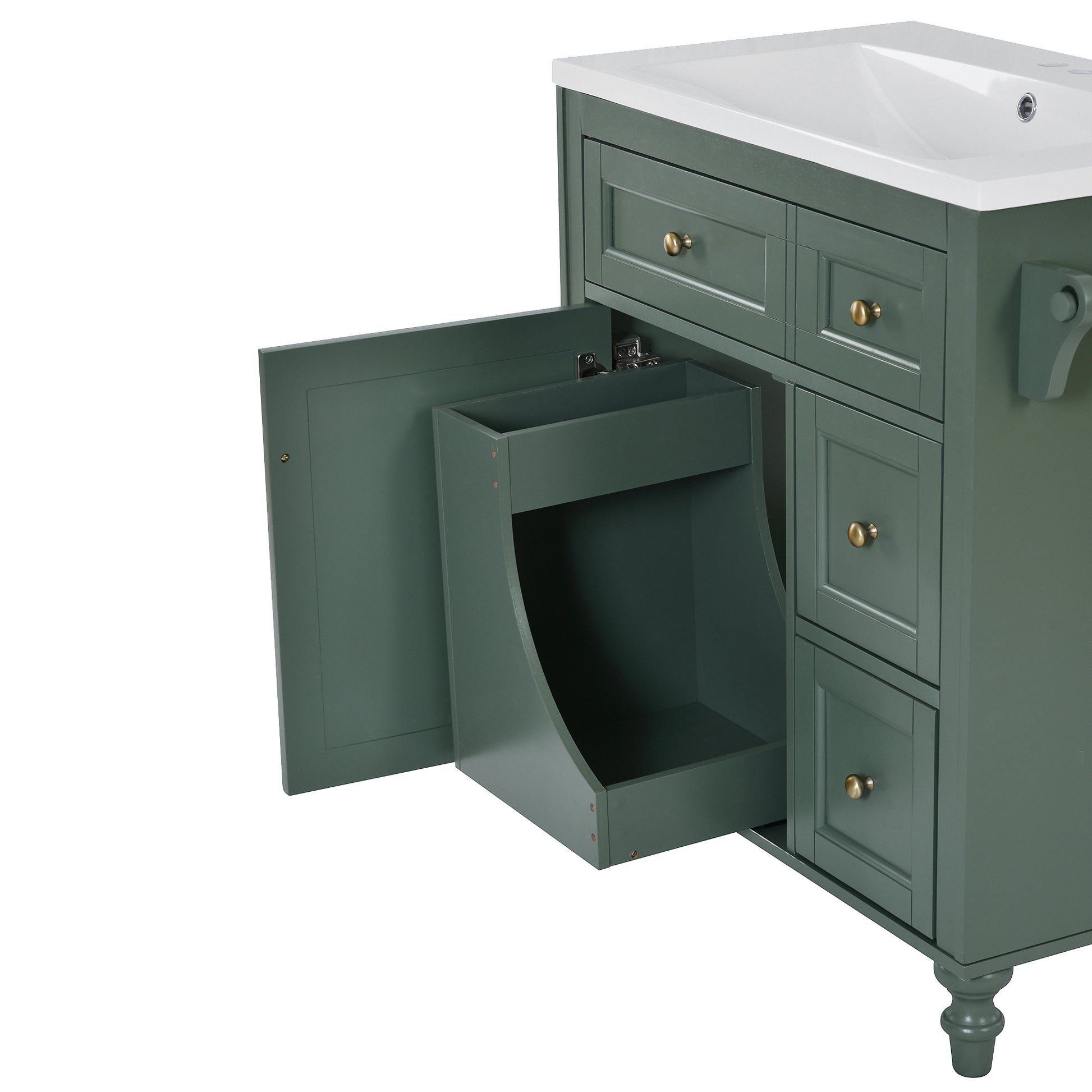 30'' Bathroom Vanity With Top Sink, Modern Bathroom Storage Cabinet With 2 Drawers And A Tip Out Drawer, Single Sink Bathroom Vanity Same As Sw000143Aaf Green Bathroom Modern Solid Wood Mdf Resin