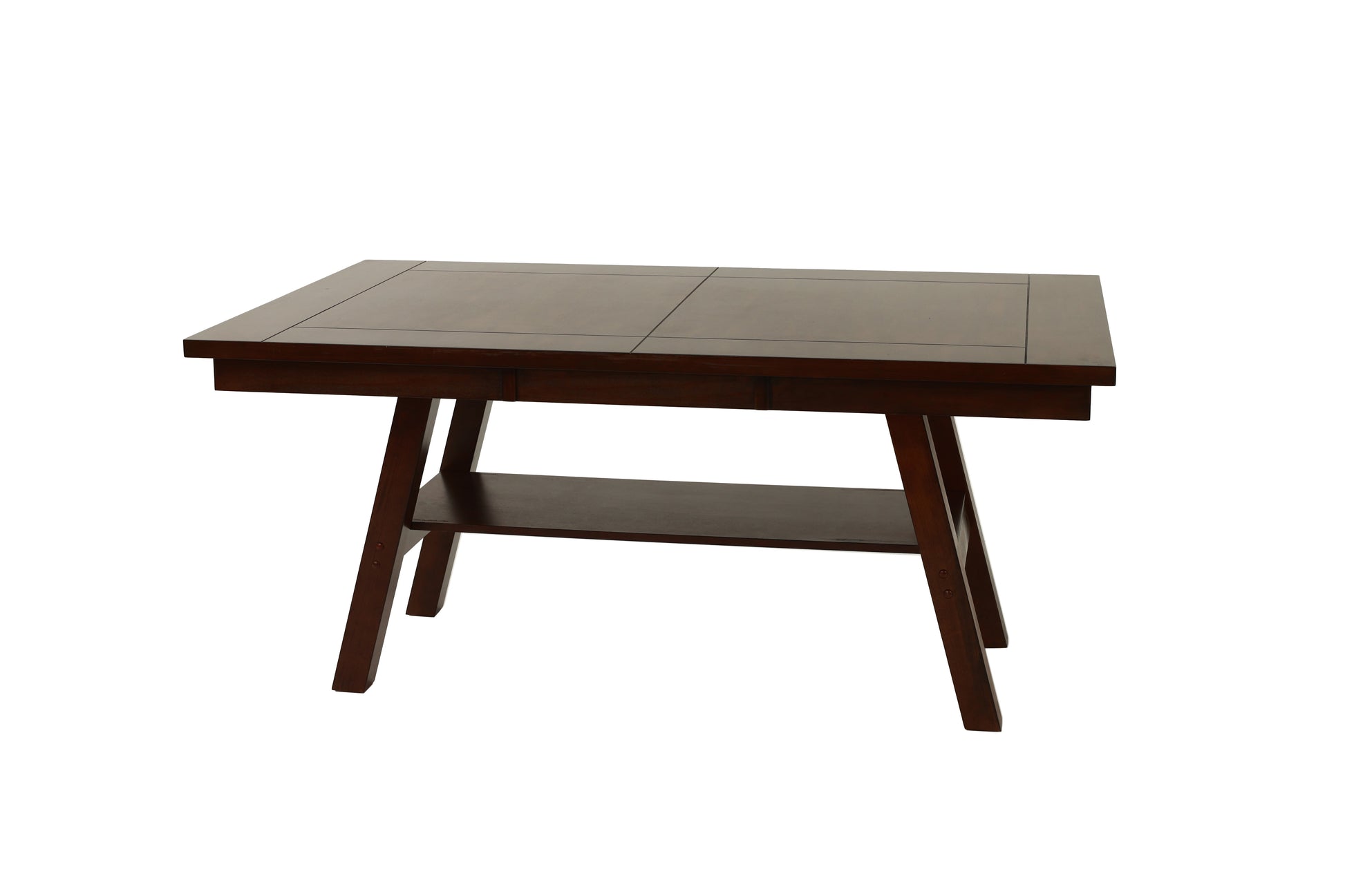 Dining Table Rectangle Dining Table W Shelve 1Pc Table Only Rubber Wood Dark Walnut Finish Dining Room Furniture Walnut Dining Room Contemporary,Modern,Transitional Rubberwood Kitchen & Dining Tables Rectangular Rubber Wood