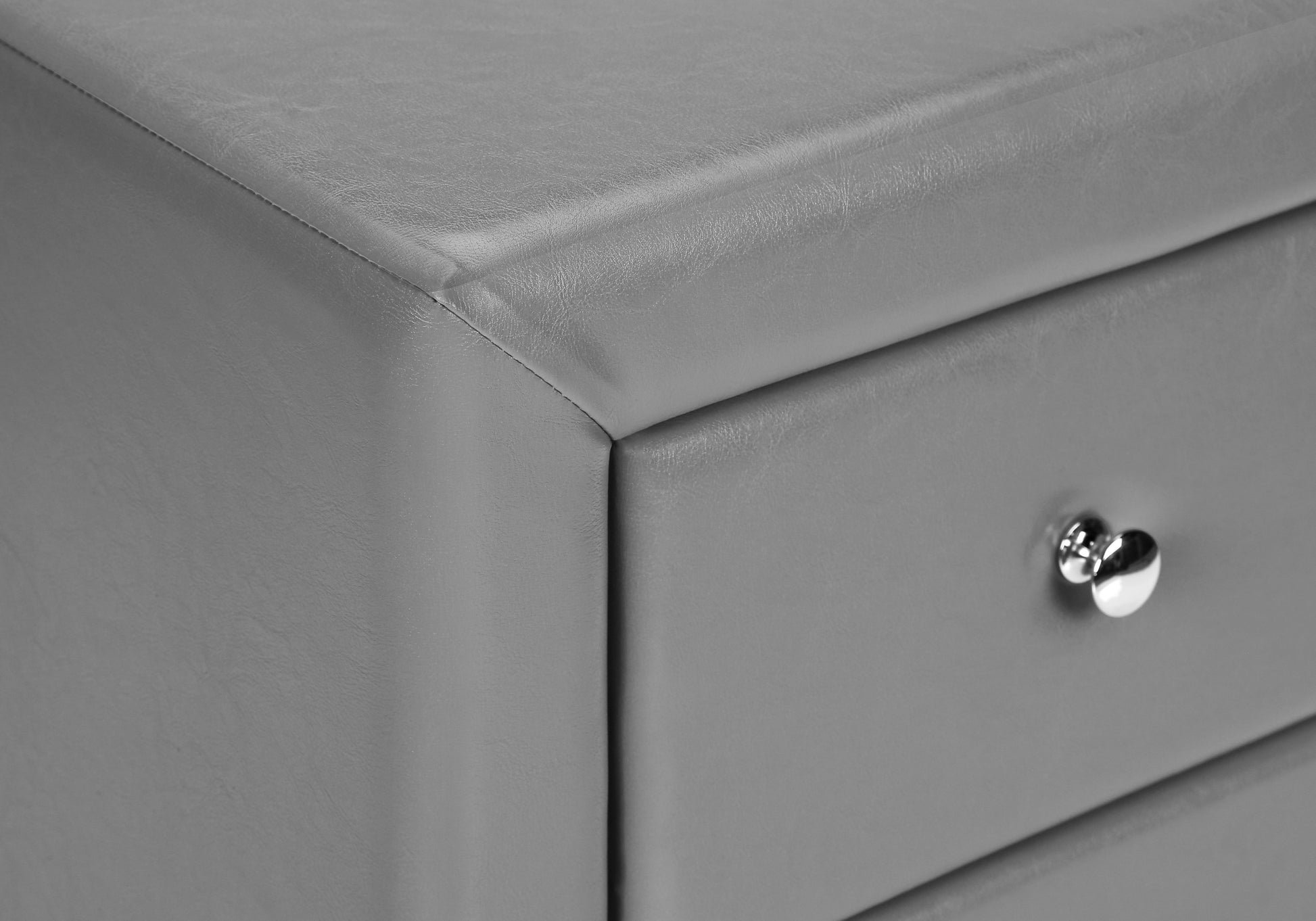 Nightstand, Nightstand, End, Side, Lamp, Storage Drawer, Bedroom, Upholstered, Grey Leather Look, Transitional Grey Mdf