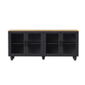 Farmhouse Tv Stand With Tempered Glass Doors For Tvs Up To 70