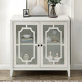 White Console Table With 2 Doors White Primary Living Space Shelves Rectangular Wood Glass