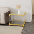 Modern Minimalist Style Gold Metal Frame With Acrylic Leg Coffee Table Cs 1195 1 Golden,Transparent Glass Acrylic