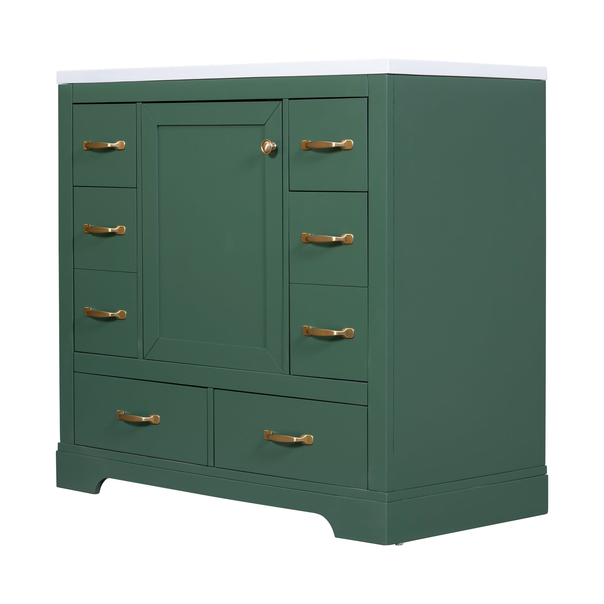 36" Bathroom Vanity With Sink Combo, Six Drawers, Multi Functional Drawer Divider, Adjustable Shelf, Green Old Sku:Sy999808Aaf Green Solid Wood Mdf