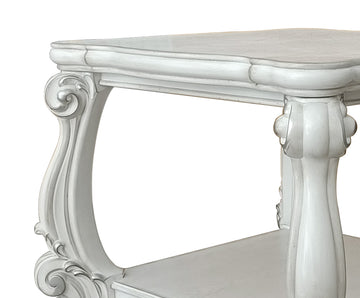 Bone White End Table With Bottom Shelf White Primary Living Space Traditional Poplar Shelves Rectangular Wood Plastic