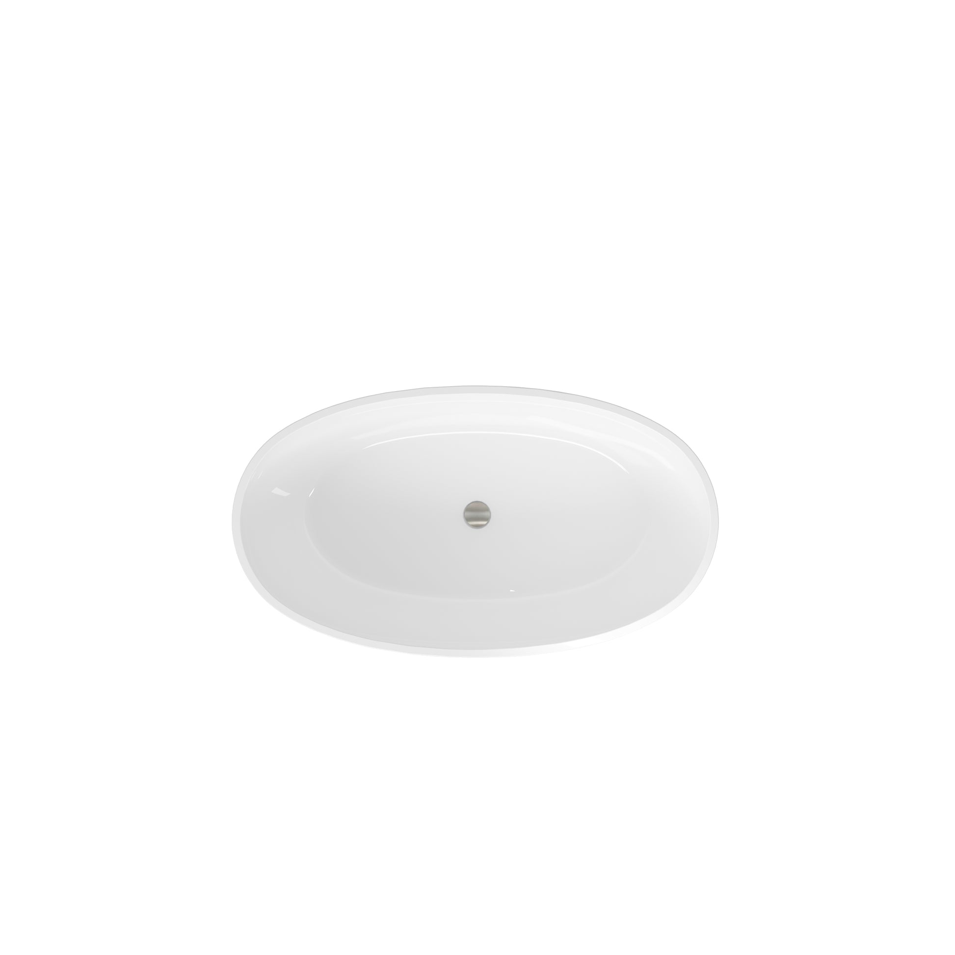 55" Glossy White Acrylic Freestanding Bathtub, Elegant Oval Shape Soaking Bathtub, Brushed Nickel Drain And Integrated Slotted Overflow Assembly, Cupc Certified, 02119 Bn Glossy White Oval Bathroom Freestanding Tubs Polished Less Than 59 In Modern