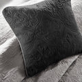 7 Piece Quilt Set With Euro Shams And Throw Pillows Black Full Queen Full Black Cotton
