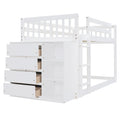 Twin Over Twin Bunk Bed With 4 Drawers And 3 Shelves White Twin White Solid Wood