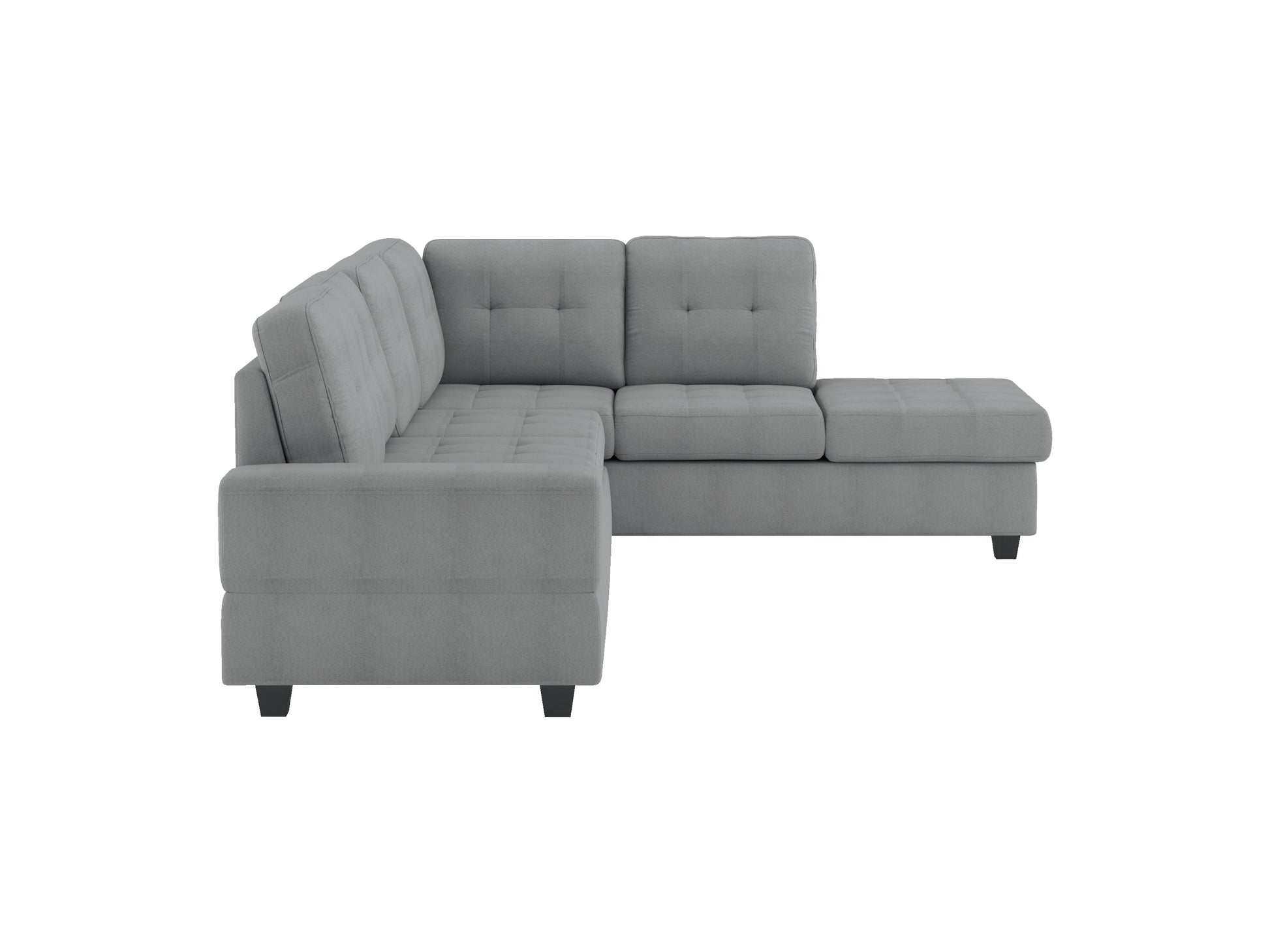 Modern Living Room 2 Piece Reversible Sectional With Drop Down Cup Holders Sofa Chaise Gray Microfiber Upholstered Tufted Details Gray Microfiber Wood Primary Living Space Modern L Shaped Plywood,Solid Wood 6 Seat