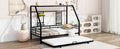 Twin Size Metal House Bed With Trundle, Black Twin Black Metal