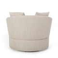 Swivel Club Chair Beige Brown Fabric