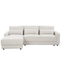 L Shaped Modular Sectional Sofa With Removable Back Cushions And 3 Pillows, Suitable For Living Rooms, Offices, And Apartments Beige Wood Linen 3 Seat