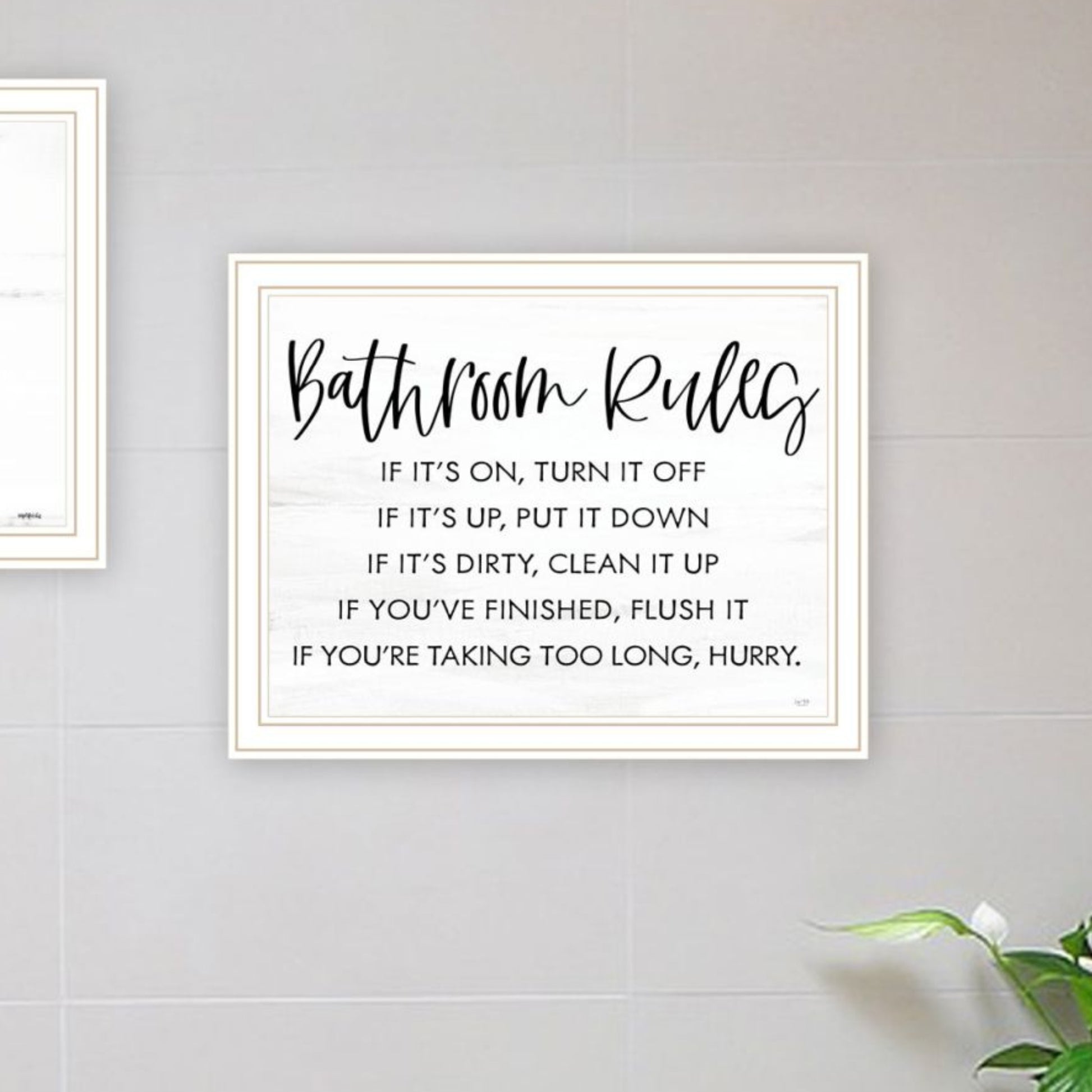 "Bathroom Rules" Framed Wall Art For Bathroom, Wall Art Print For Home Decor, Bathroom Wall Art By Imperfect Dust Multicolor Wood Paper