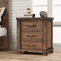 Rustic Three Drawer Reclaimed Solid Wood Framhouse Nightstand Old Sku:Wf298401Aad Natural 3 Drawers Bedroom Pine Solid Wood