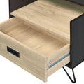 Oak And Black Nightstand With 1 Drawer Black Brown 1 Drawer Bedroom Oak Black Wood Metal