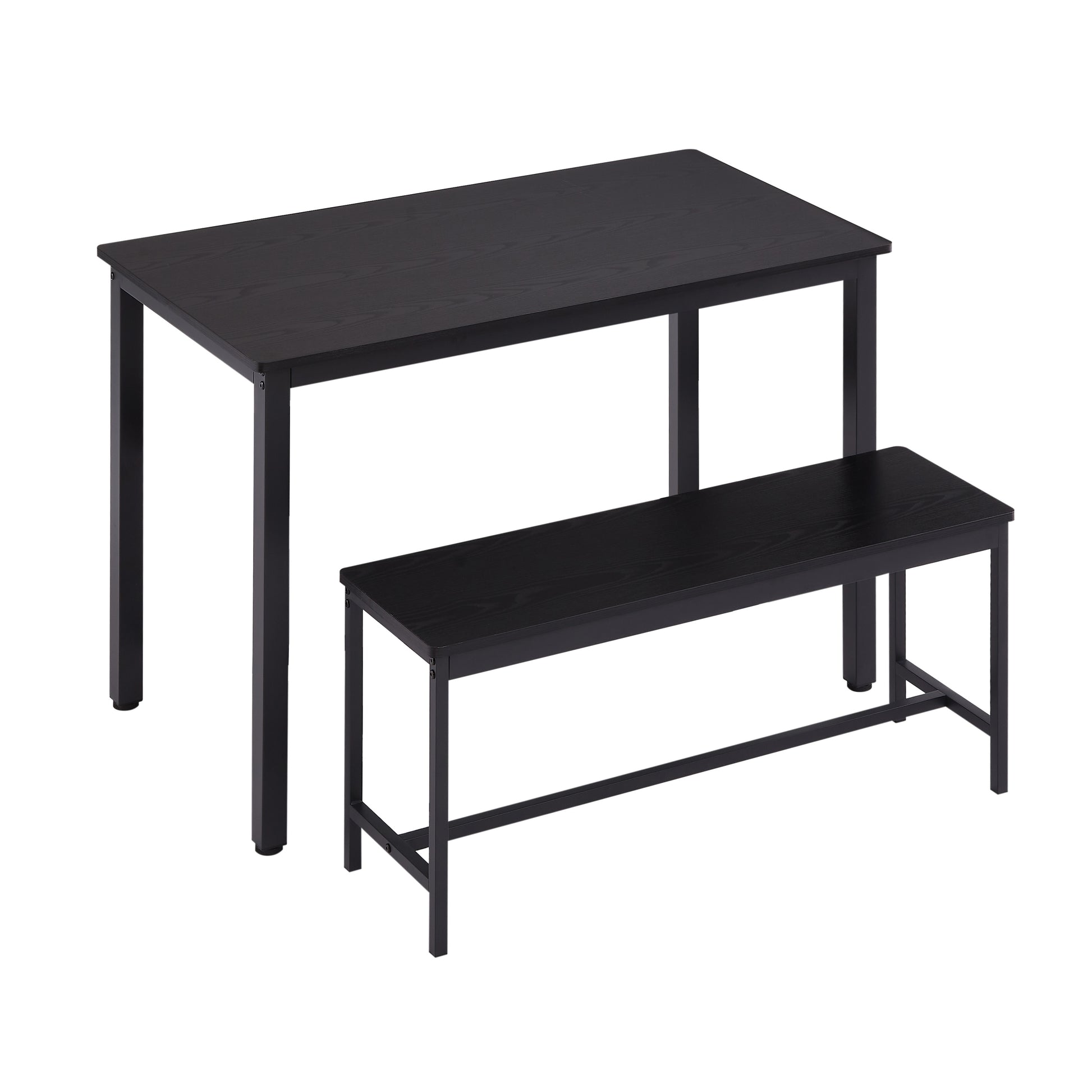 Dining Table Set, Bar Table With 2 Dining Benches, Kitchen Table Counter With Chairs, Industrial For Kitchen Breakfast Table, Living Room, Party Room, Black43.3 L X23.6 W X 29.9 H Black Particle Board