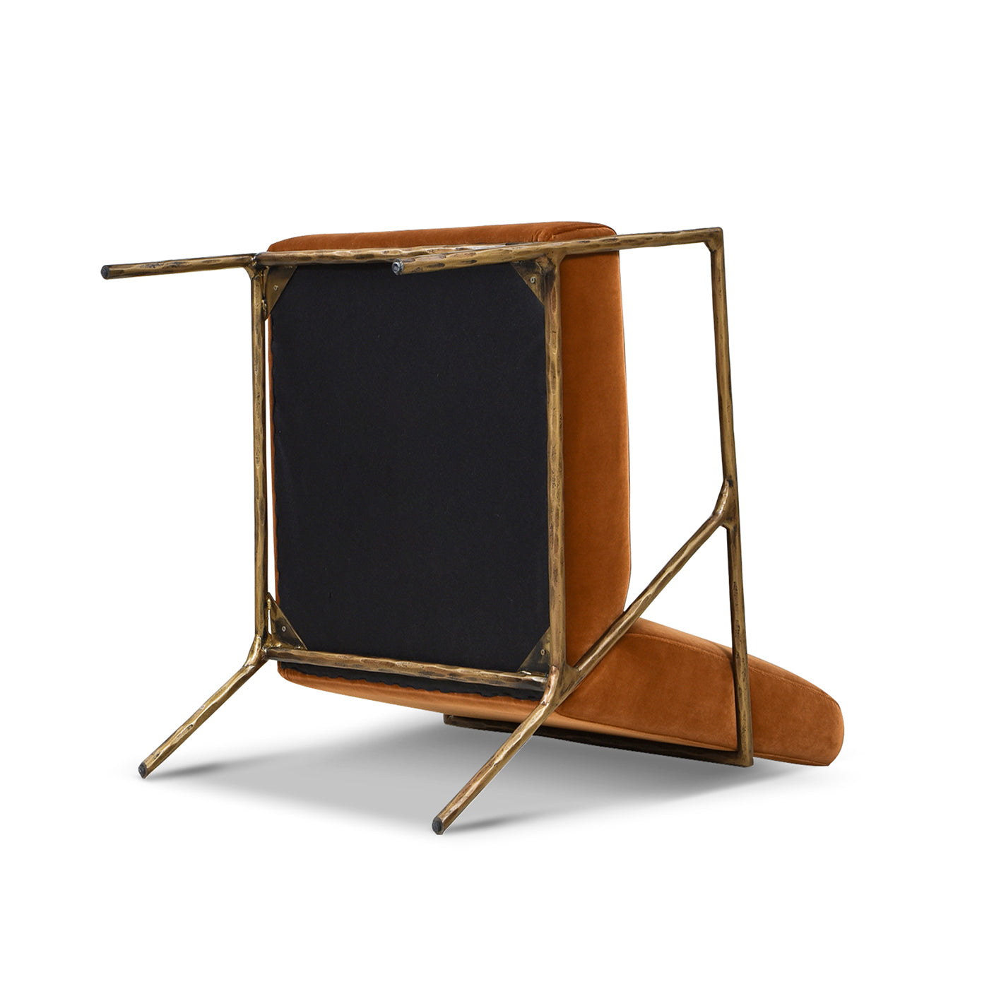 Aerin 24.5" Hammered Brass Upholstered Accent Arm Chair, Burnt Orangeperformance Velvet Burnt Orange Foam Velvet