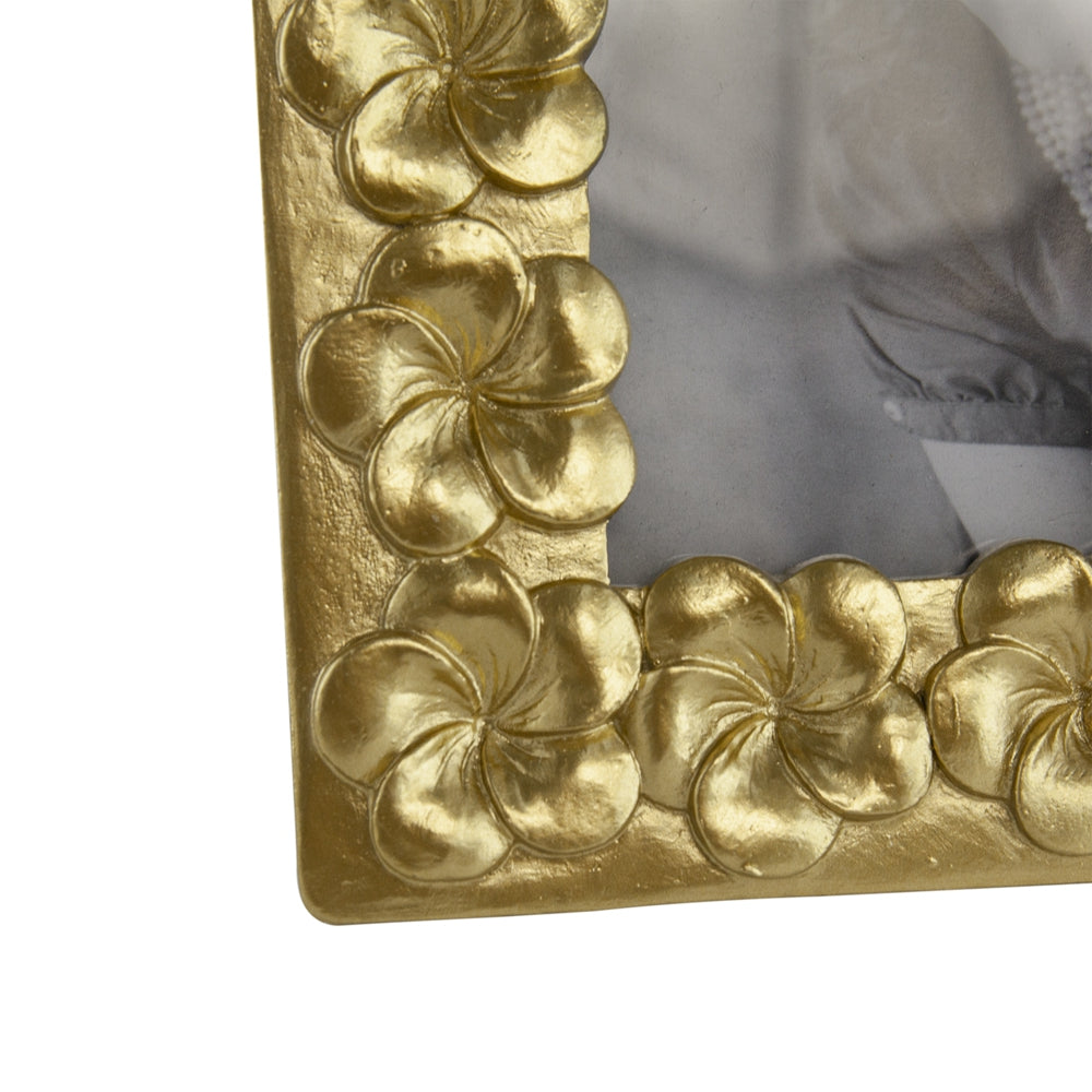 6.5X8.5" Vintage Gold Photo Frame With Flower Design Gold Art Deco,Luxury,Retro,Vintage Polyresin