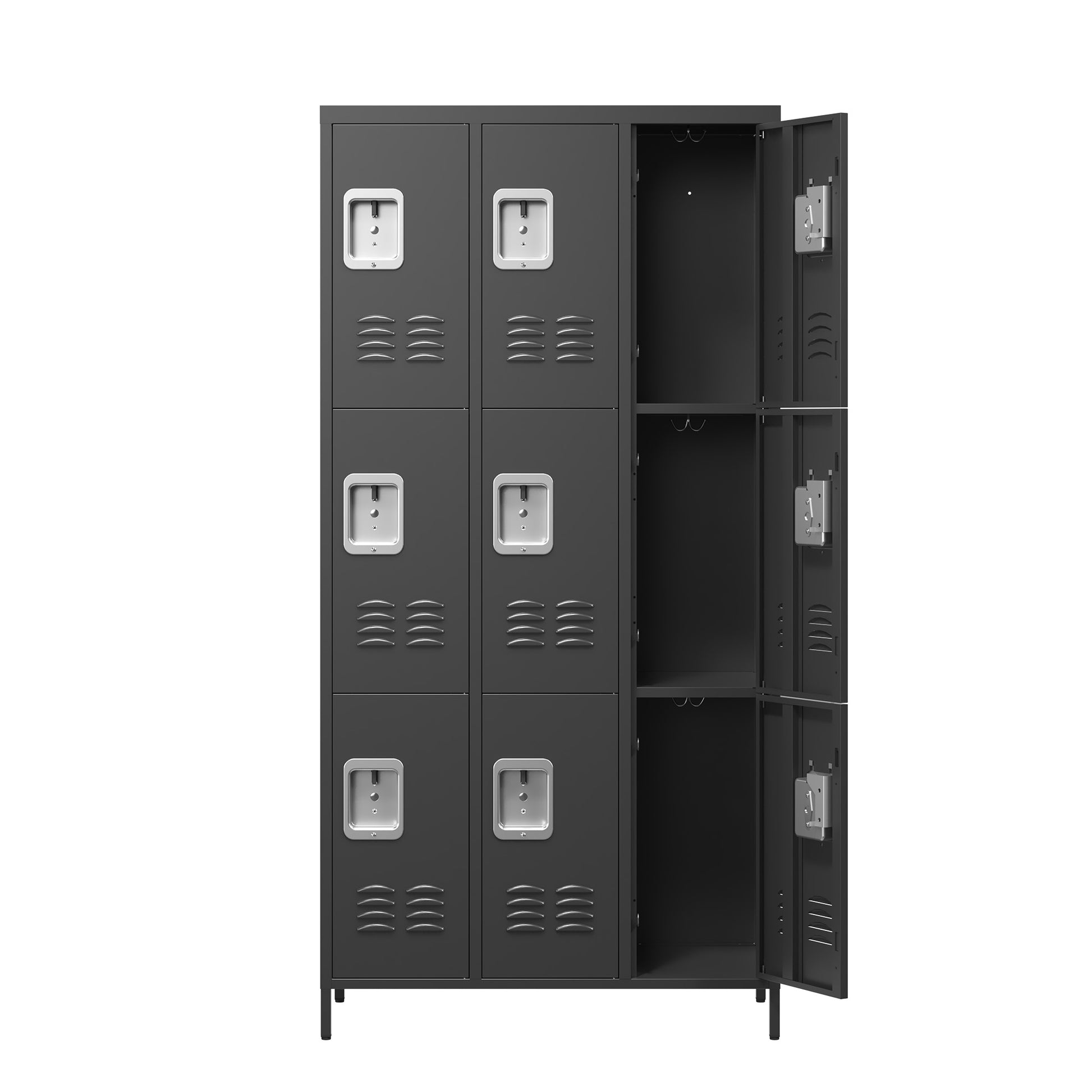 9 Door 72"H Metal Lockers With Lock For Employees,School,Office,Gym,Bedroom,Storage Locker Cabinet,Gray,Assembly Required,Black 5 Or More Spaces Black Primary Living Space Door Locks Modern Metal
