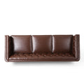 Mirod 81'' Pu Sofa,Tufted Back,Solid Wood Legs,Living Room And Study Dark Brown Pu 3 Seat