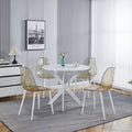 Dining Table With Cross Metal Leg And Mdf Top,Modern Space Saving Kitchen Table For Living Room,White Legs,Round Table,90X90X75Cm White Mdf Metal