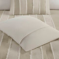 3 Piece Striped Cotton Comforter Set Taupe King Cal King Taupe Cotton