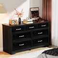 Modern 3 Drawer Bedroom Chest Of Drawers With 7 Drawers Dresser, Clothes Organizer Metal Pulls For Living Room, Bedroom, Hallway, Black, 47.6 L X 15.7 W X 26.6 H 5 Or More Drawers Black Particle Board Mdf