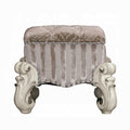 Ivory And Bone White Vanity Stool With Trim Ivory Vanity Stools Bedroom Rectangular White Armless Wood Fabric