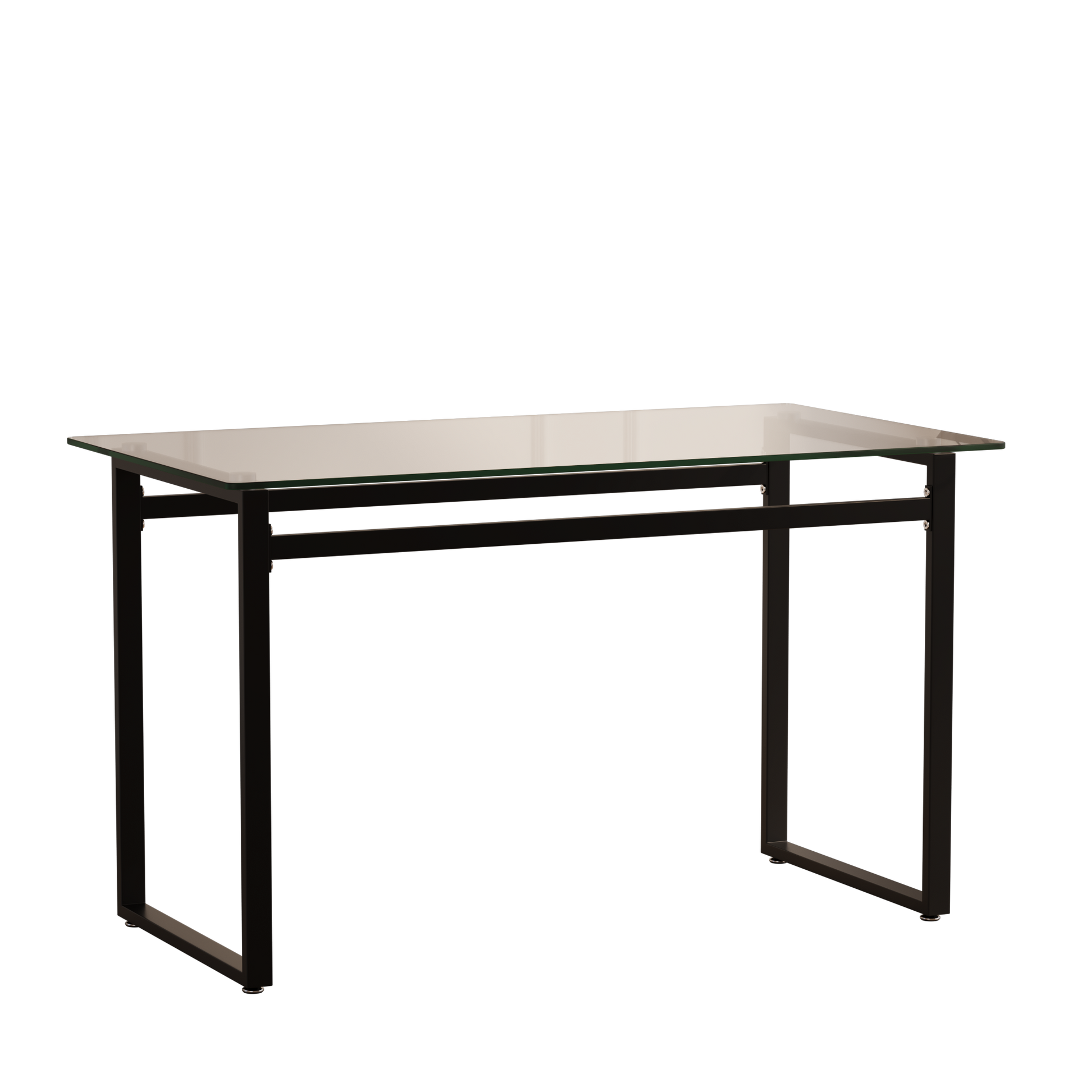 Modern Minimalist Rectangular Glass Dining Table For 4 6 With 0.31" Tempered Glass Tabletop And Black Chrome Metal Legs, Writing Table Desk, For Kitchen Dining Living Room, 51" W X 27"D X 30" H Transparent Glass Glass