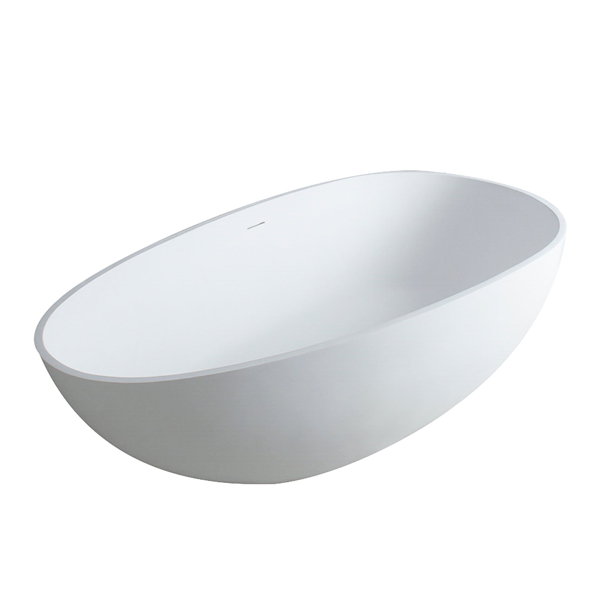 Luxury Handcrafted Stone Resin Freestanding Soaking Bathtub With Overflow In Matte White, Cupc Certified 24S02 59Mw Matte White Bathroom Freestanding Tubs Soaking Center Solid Surface