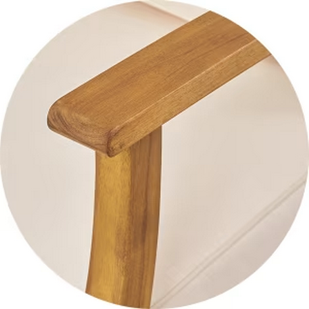 Perla Armless Chair, Cream Cream Acacia Wood