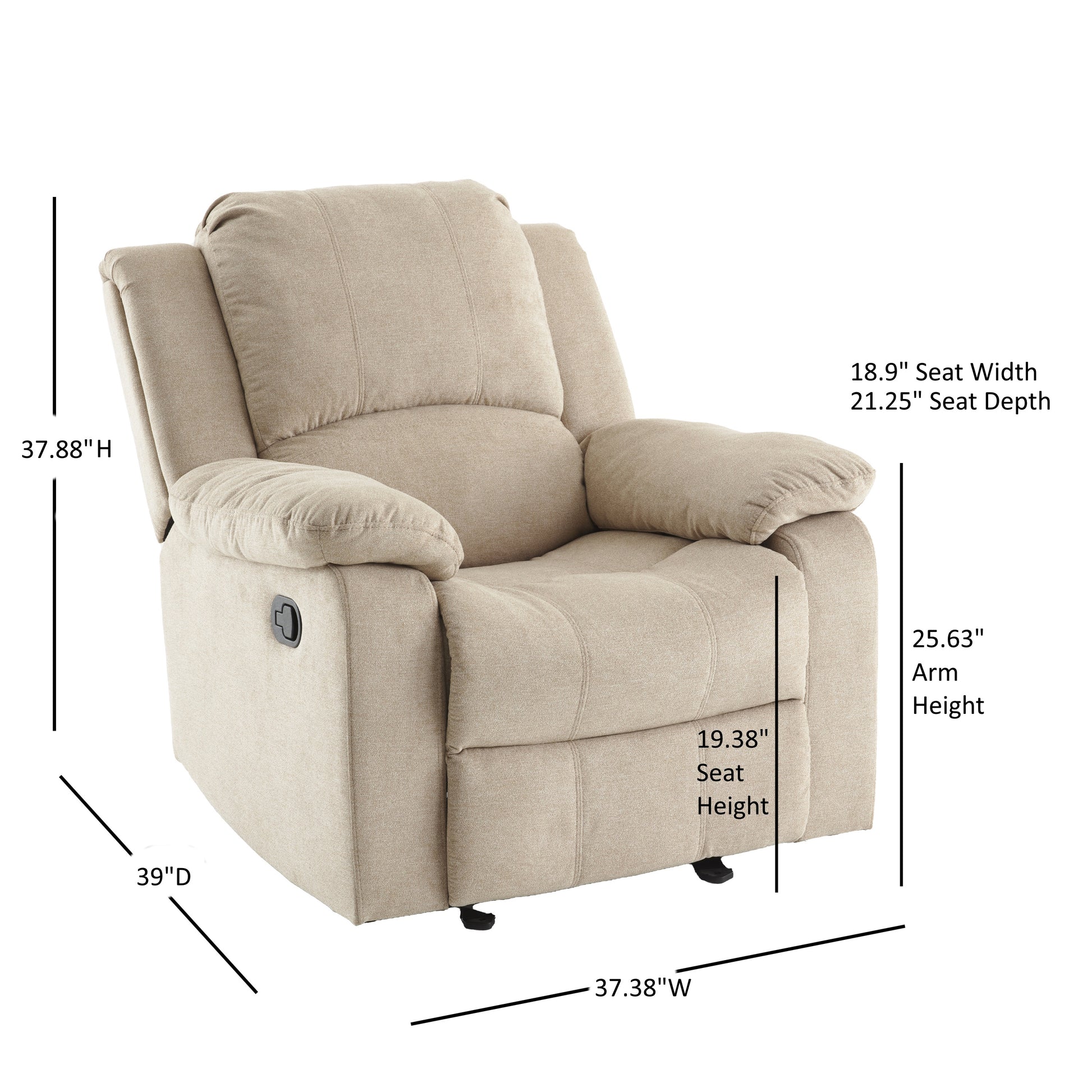 Tate Sand Microfiber Glider Recliner Sand Foam Microfiber
