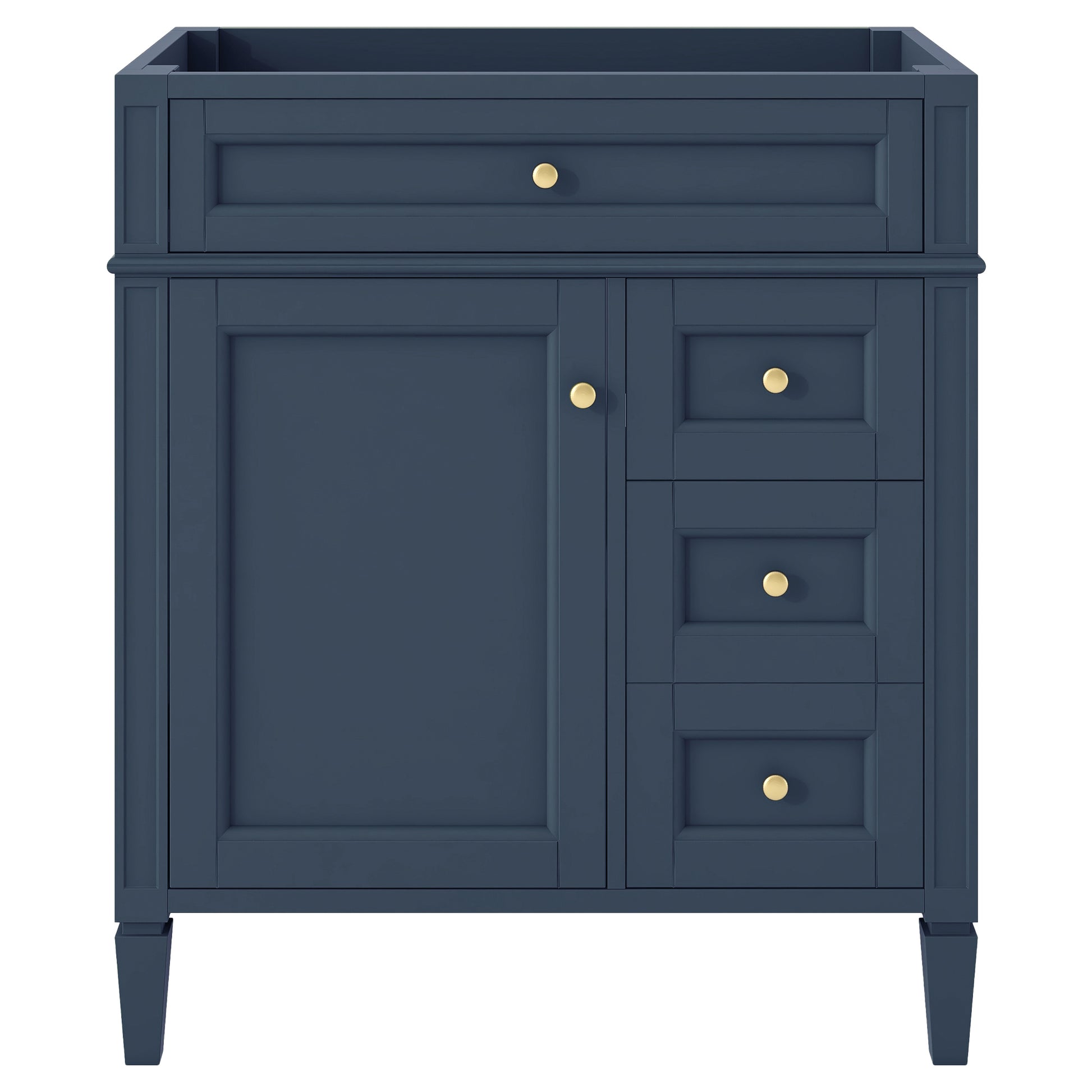 30'' Bathroom Vanity Without Top Sink, Modern Bathroom Storage Cabinet With 2 Drawers And A Tip Out Drawer Not Include Basin 3 Blue 1 2 Adjustable Hinges Bathroom Freestanding Modern Solid Wood Mdf Painted