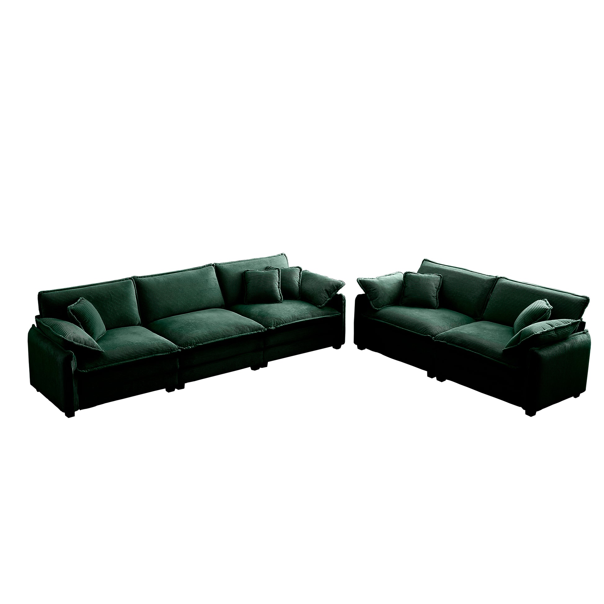 Family Sofa Set Deep Seat Sofa, Warm Sofa For Home Cinema And Living Room, One 2 Seater Sofa And One 3 Seater Sofa,Green Corduroy Green Corduroy 5 Seat