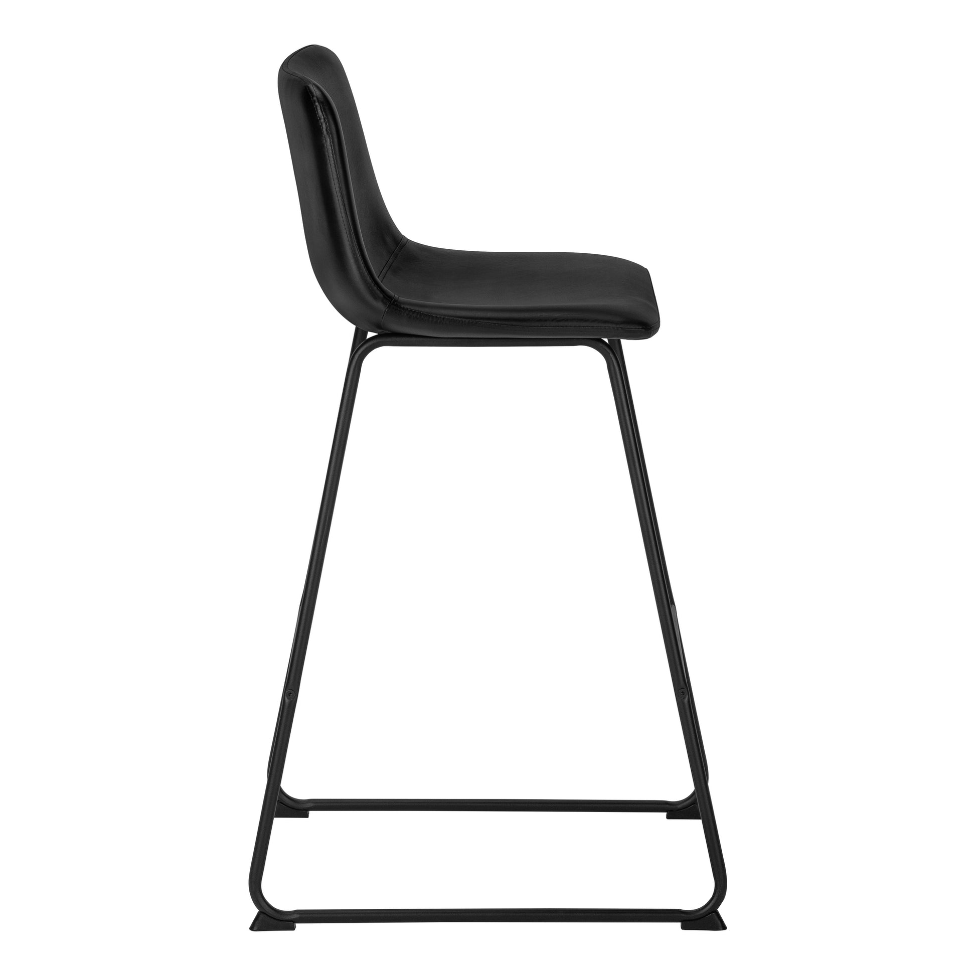 Office Chair, Bar Height, Standing, Computer Desk, Work, Black Leather Look, Black Metal, Contemporary, Modern Black Foam Polyurethane