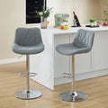 Counter Height Bar Stools Kitchen Island Barstools Adjustable Swivel Counter Stool Bar Height Island Chairs With Back,Set Of 2,Gray Gray Dining Room Modern Bar Stools Set Of 2 Foam Pu Leather