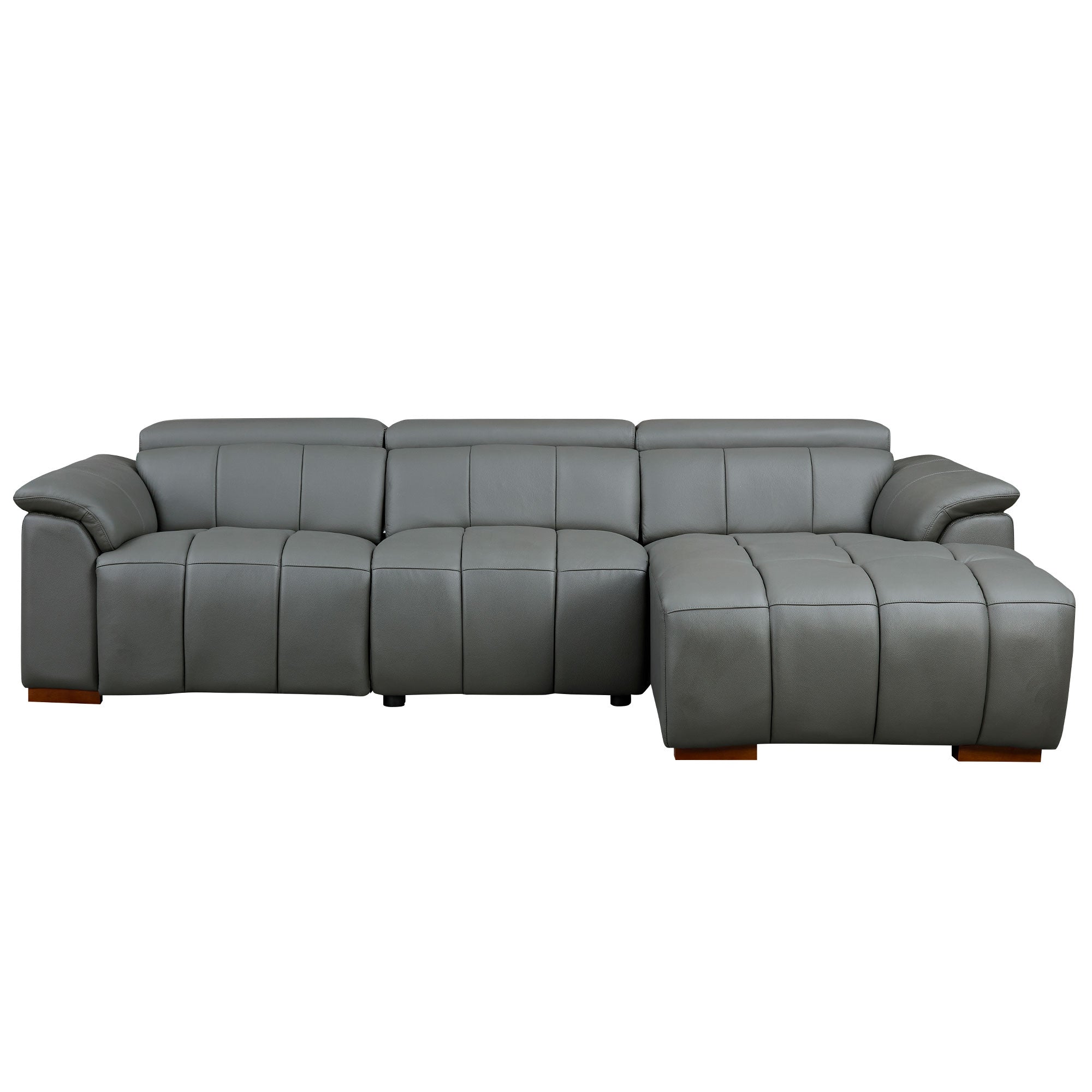 Wall Hugger Reclining Sofa Modern Electric Control Genuine Leather L Shaped Couch,Lounge Seat Theater Seating Furniture With Usb Port, Sofa With Headrest & Footrest For Living Room,Apartment,Office Dark Grey Genuine Leather 3 Seat